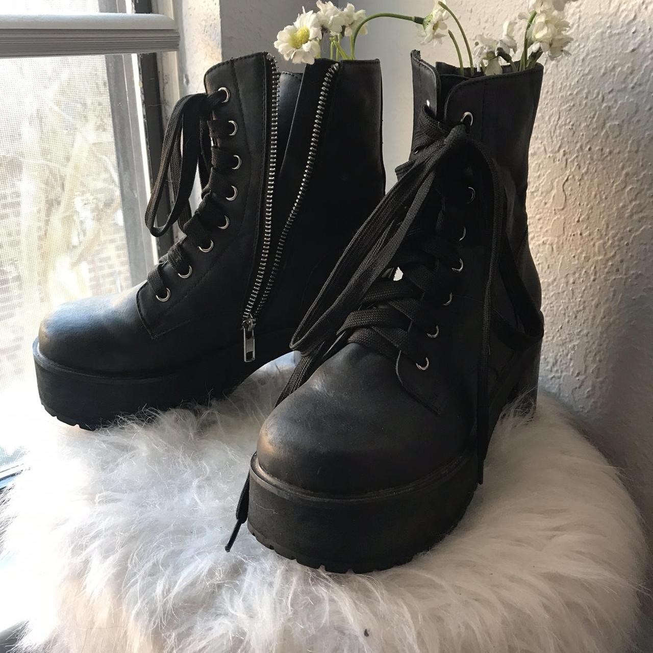 Dolls Kill Women's Black Boots Depop