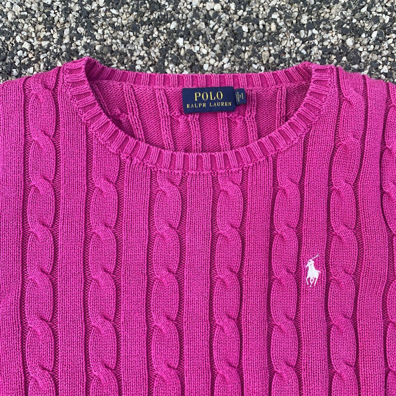 Ralph Lauren knitted jumper • pink with white... - Depop