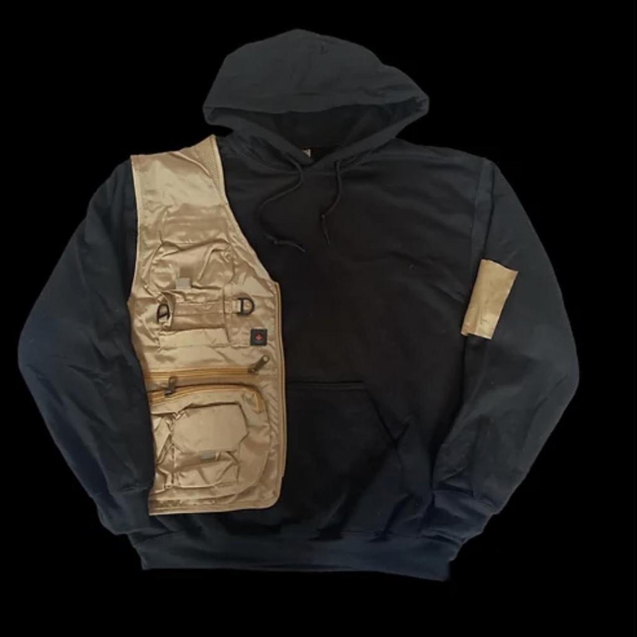 Black hoodie with beige/tan tactical vest... - Depop