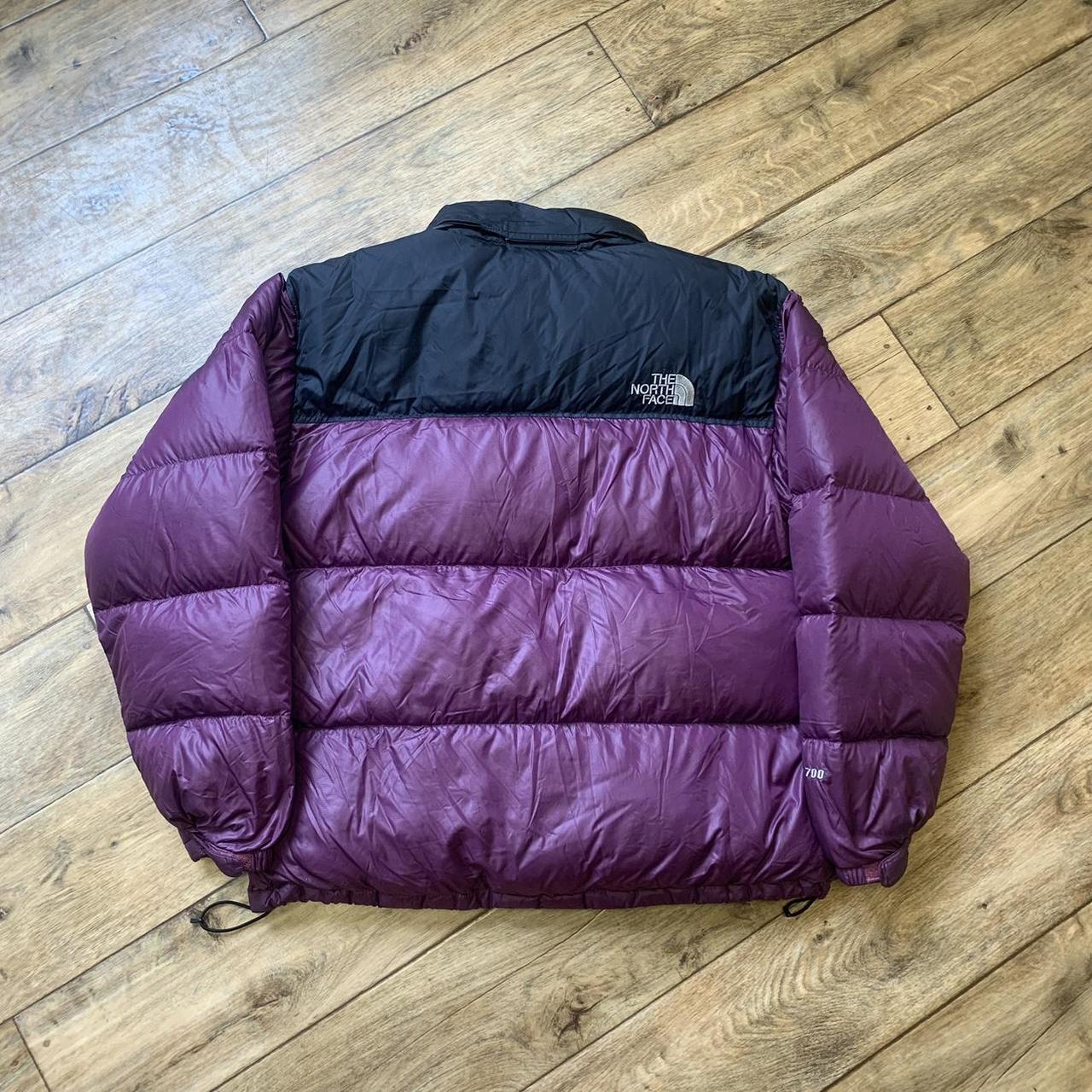 Black and Purple North Face Vintage Nuptse 700... - Depop