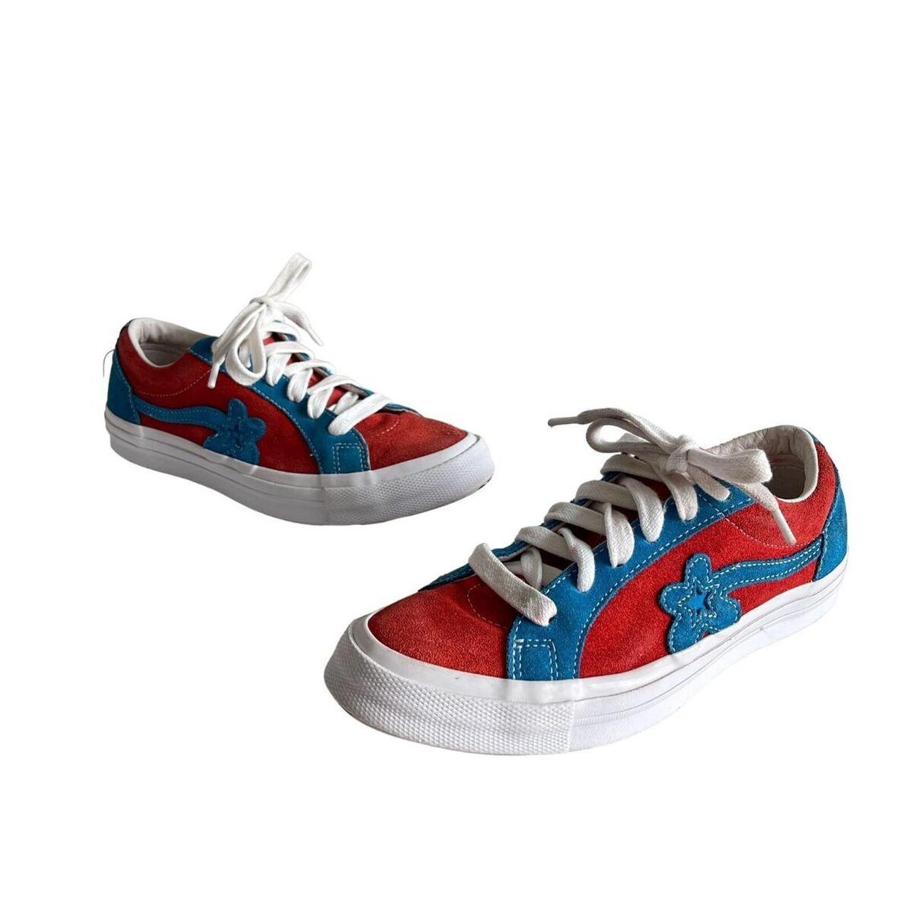 Golf le Fleur red and blue converse only worn once. Depop