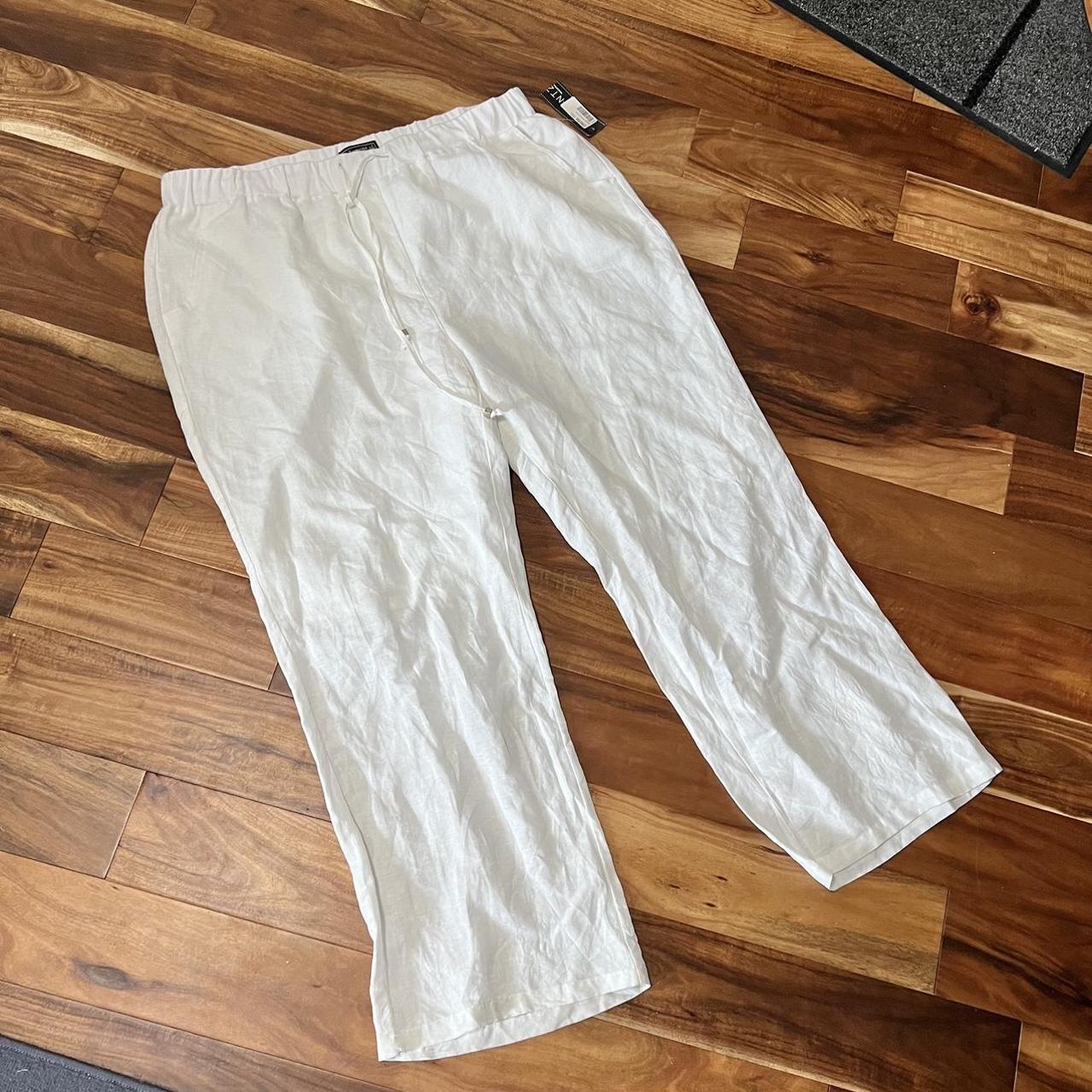 White Linen blend lined casual pants. Plus size 3x.... - Depop