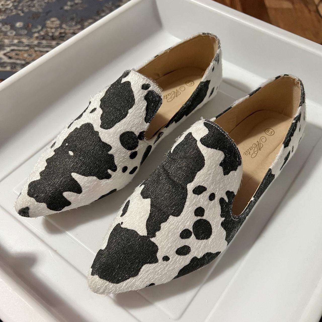 Cow hot sale print loafers