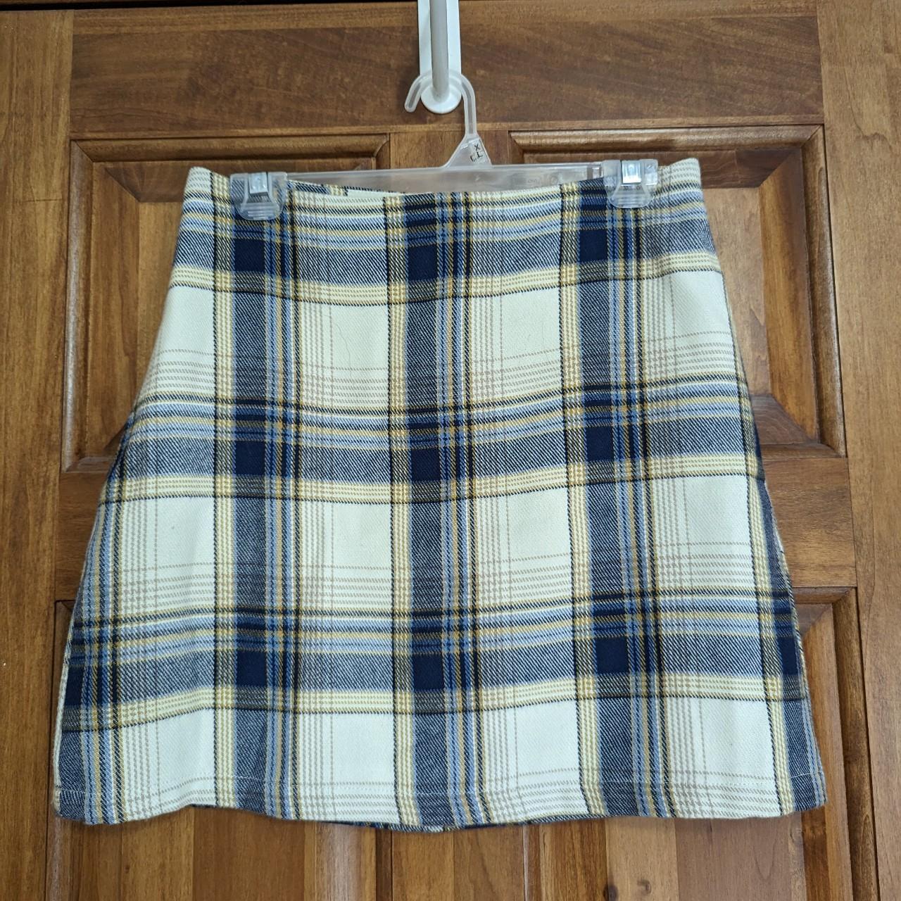 Plaid skirt blue outlet and yellow