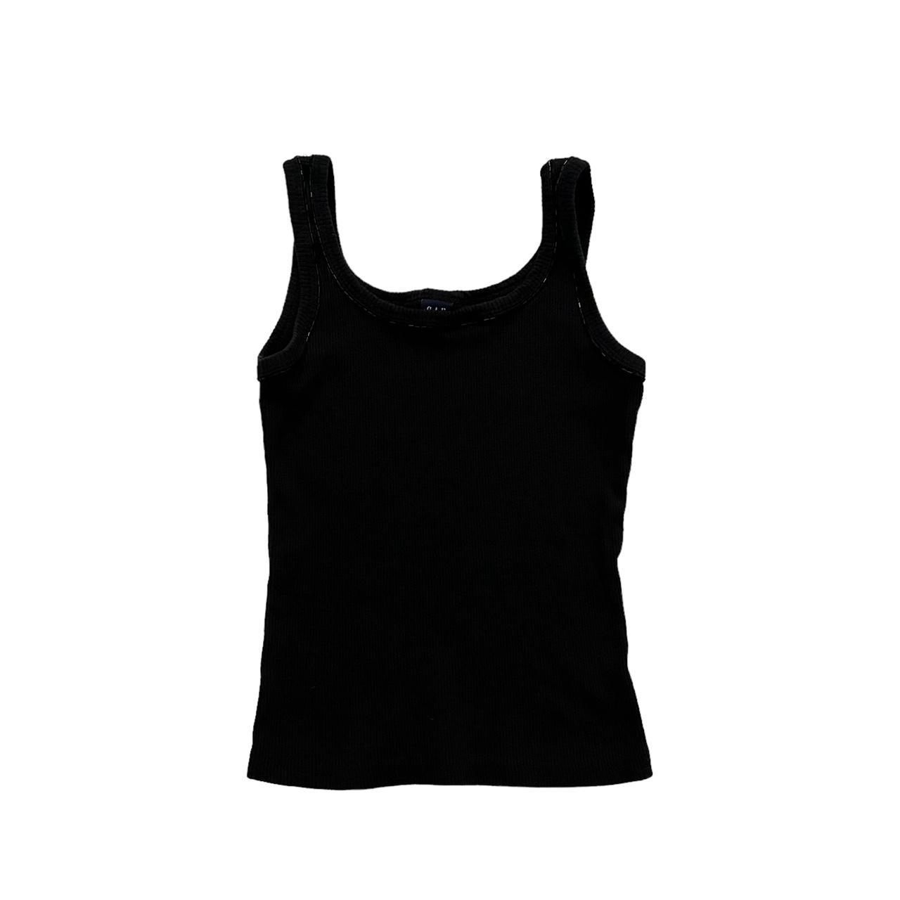 2000s women’s gap black cotton tank top w/ black... Depop