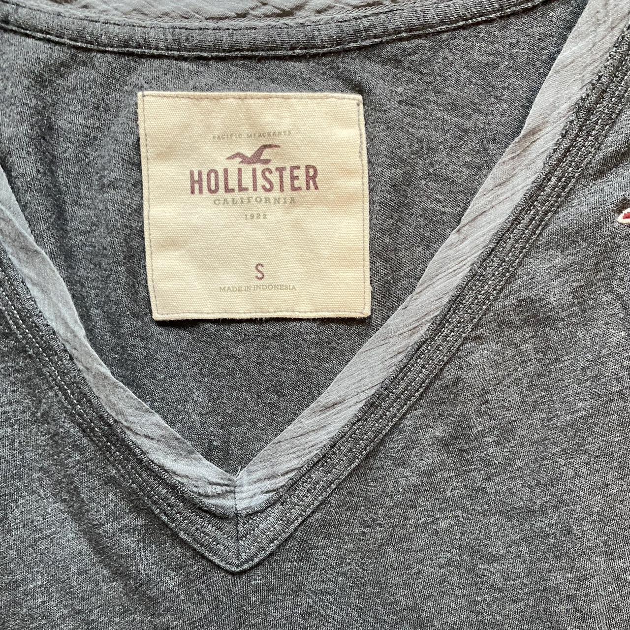 Super y2k v neck twilight grey shirt from Hollister!... - Depop