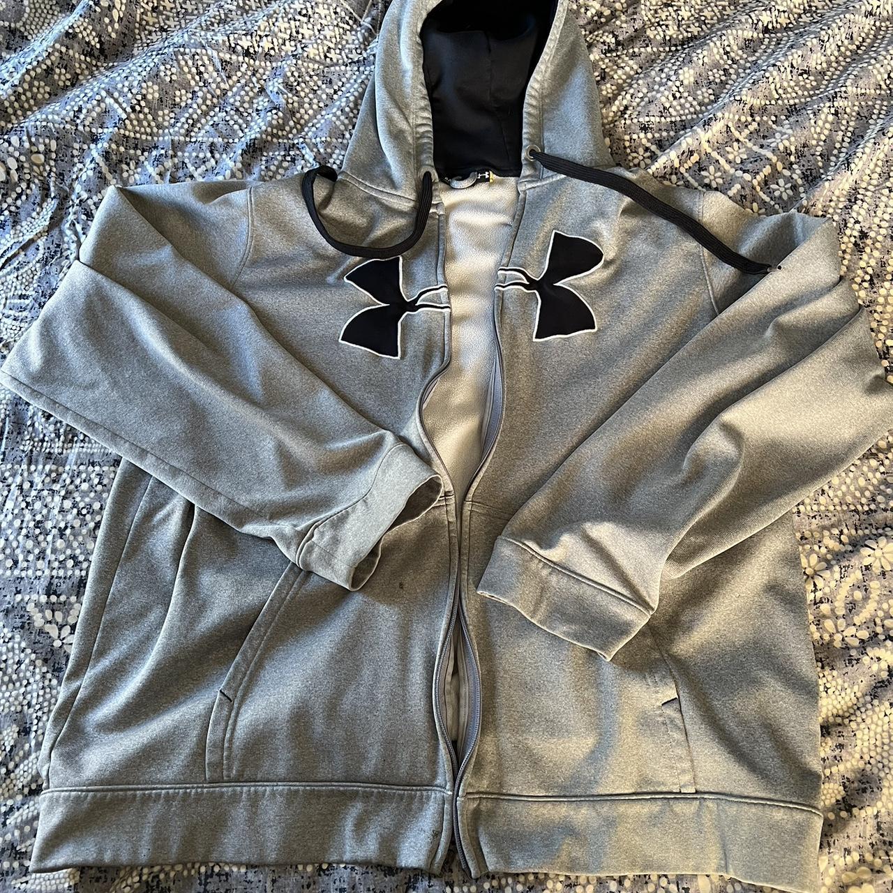 Under Armour zip up hoodie. Size pockets. Size XXL.... - Depop