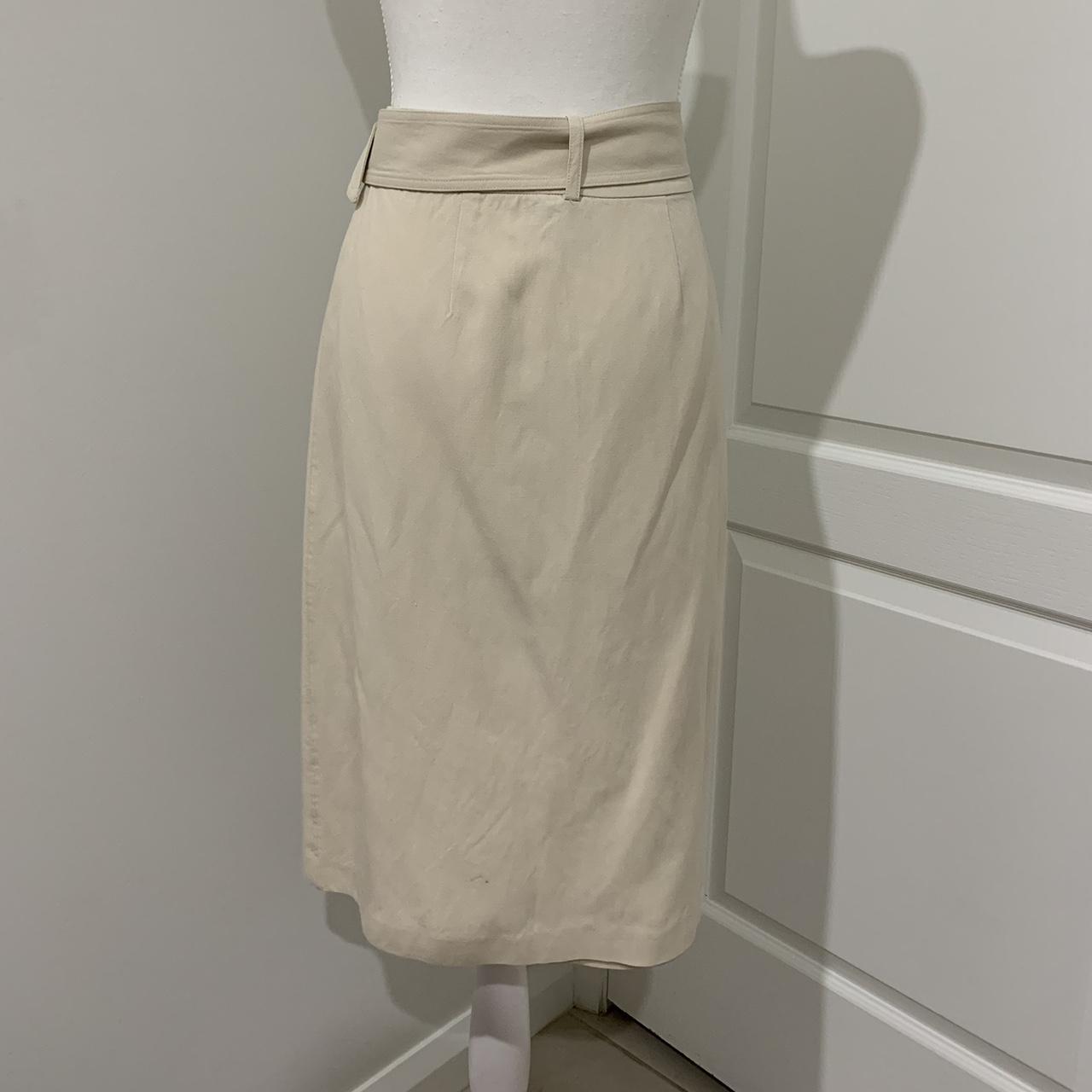 Witchery beige / sand colour midi skirt with belt... - Depop