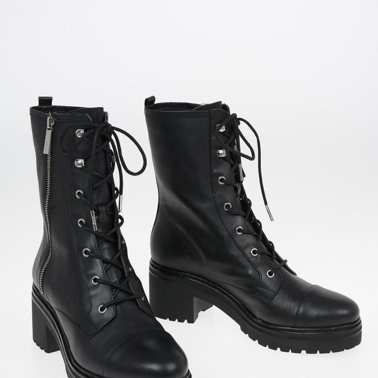 Black Anaka Leather Combat Boots Size Depop