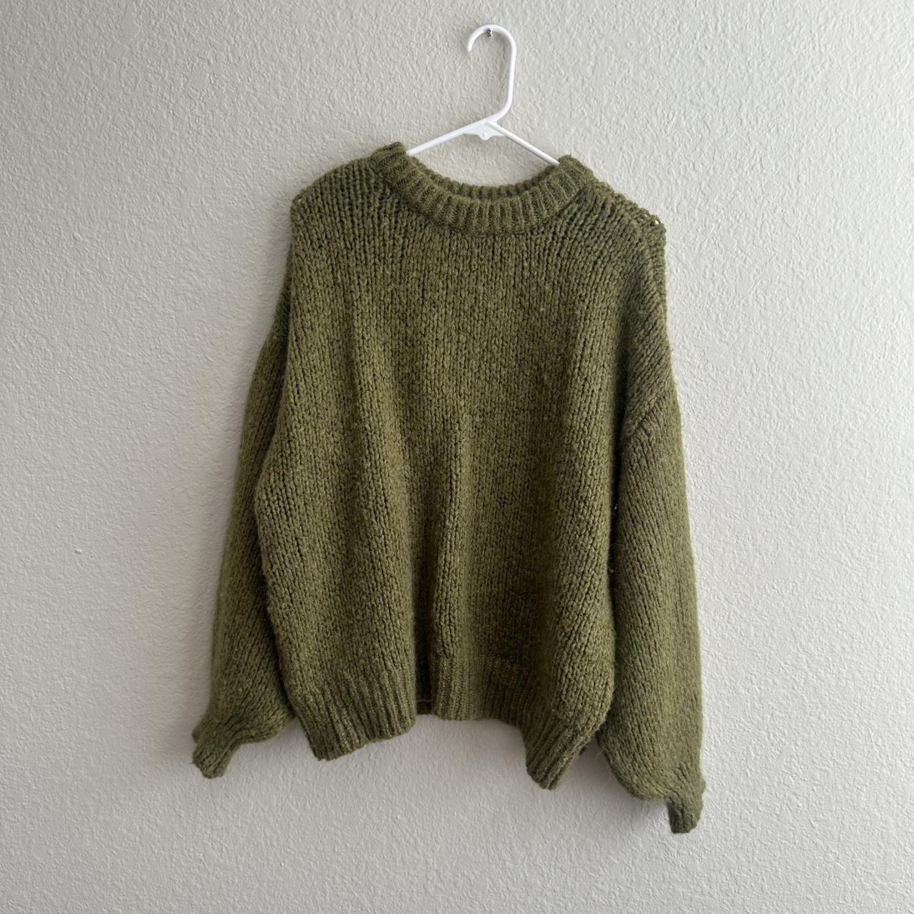 Green Zara Knit Sweater Size: S - Oversized could... - Depop