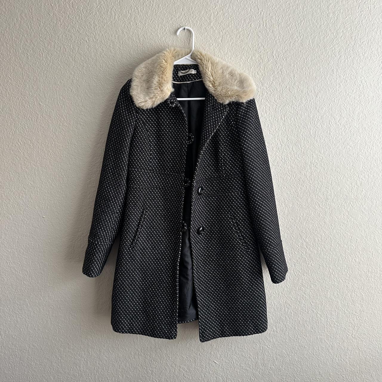 Black Coat with Faux Fur Size: 10 Reminds me of - Depop