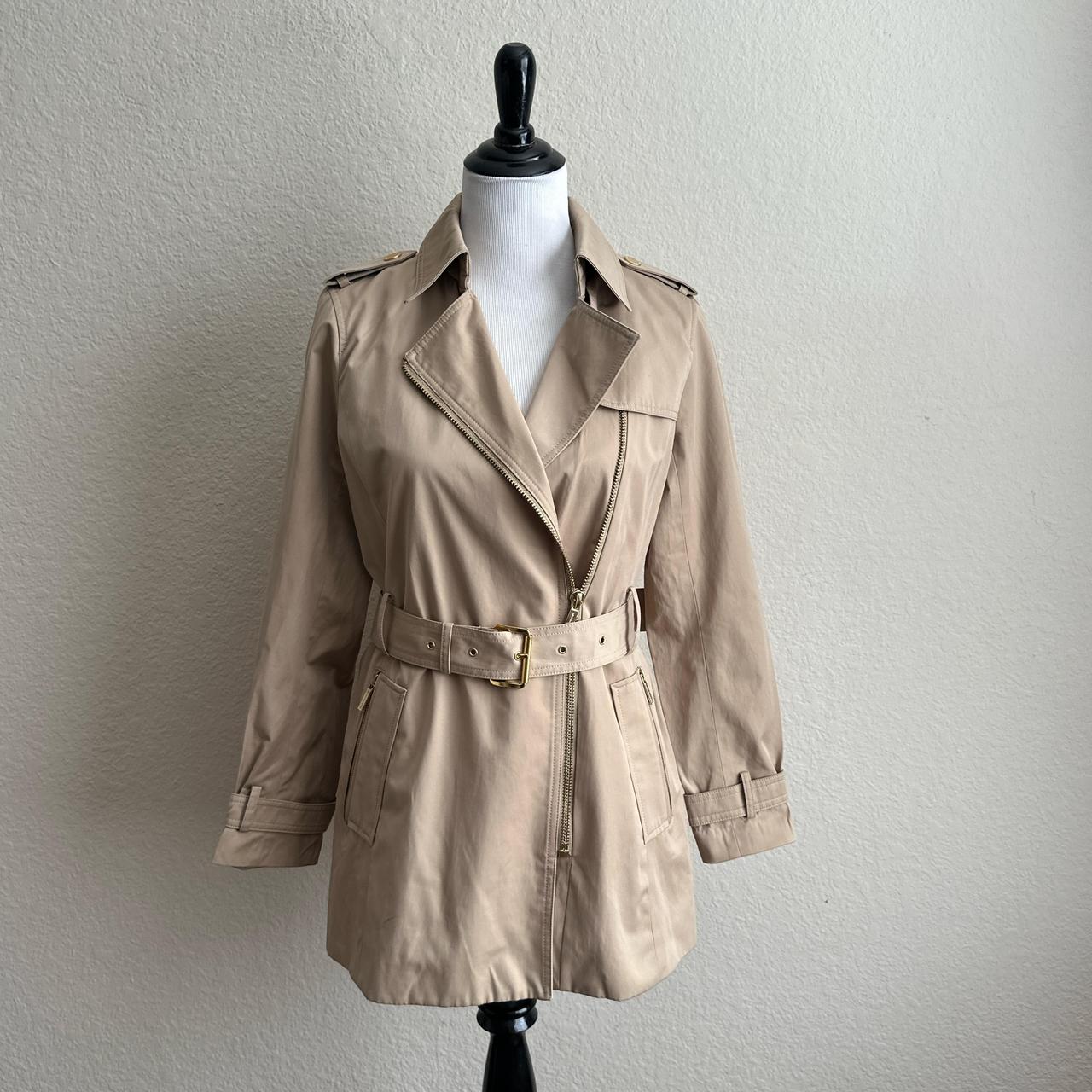 Michael Kors Belted Front Zip Trench Coat Size Depop