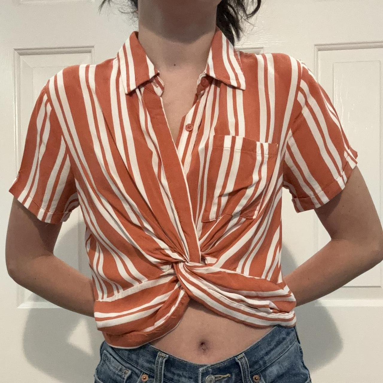 Clothing Striped Tie Front Crop Top Forever 21 Forever 21 Cropped
