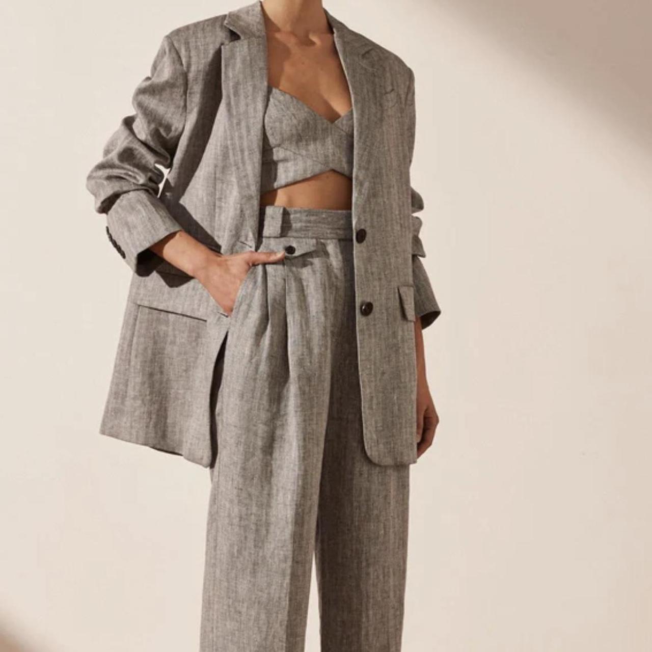 Shona Joy Women's Grey and Black Suit | Depop