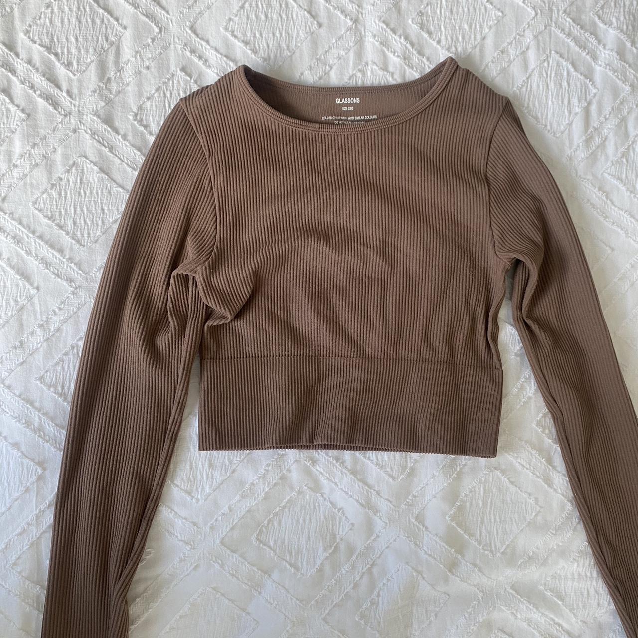 - Glassons Ribbed knit long sleeve brown - Size xs/s... - Depop