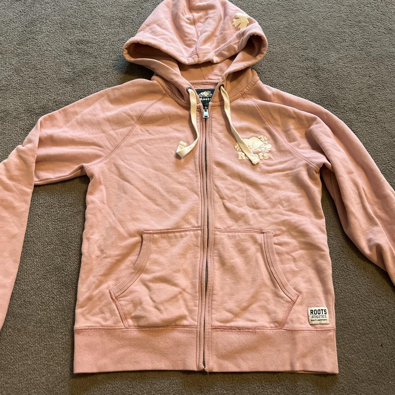 Roots Canada pink zip up hoodie size: S would