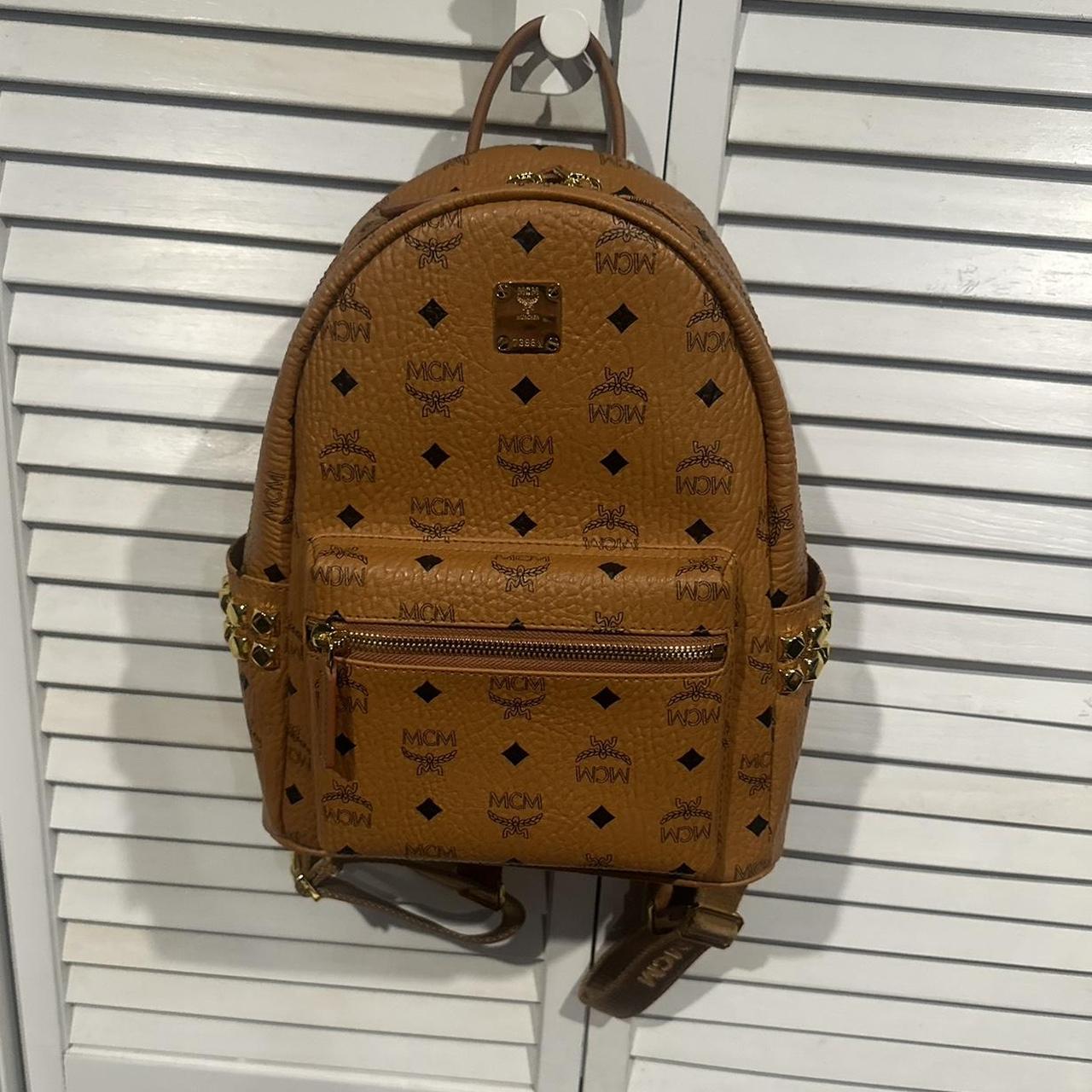 Mcm on sale backpack tan