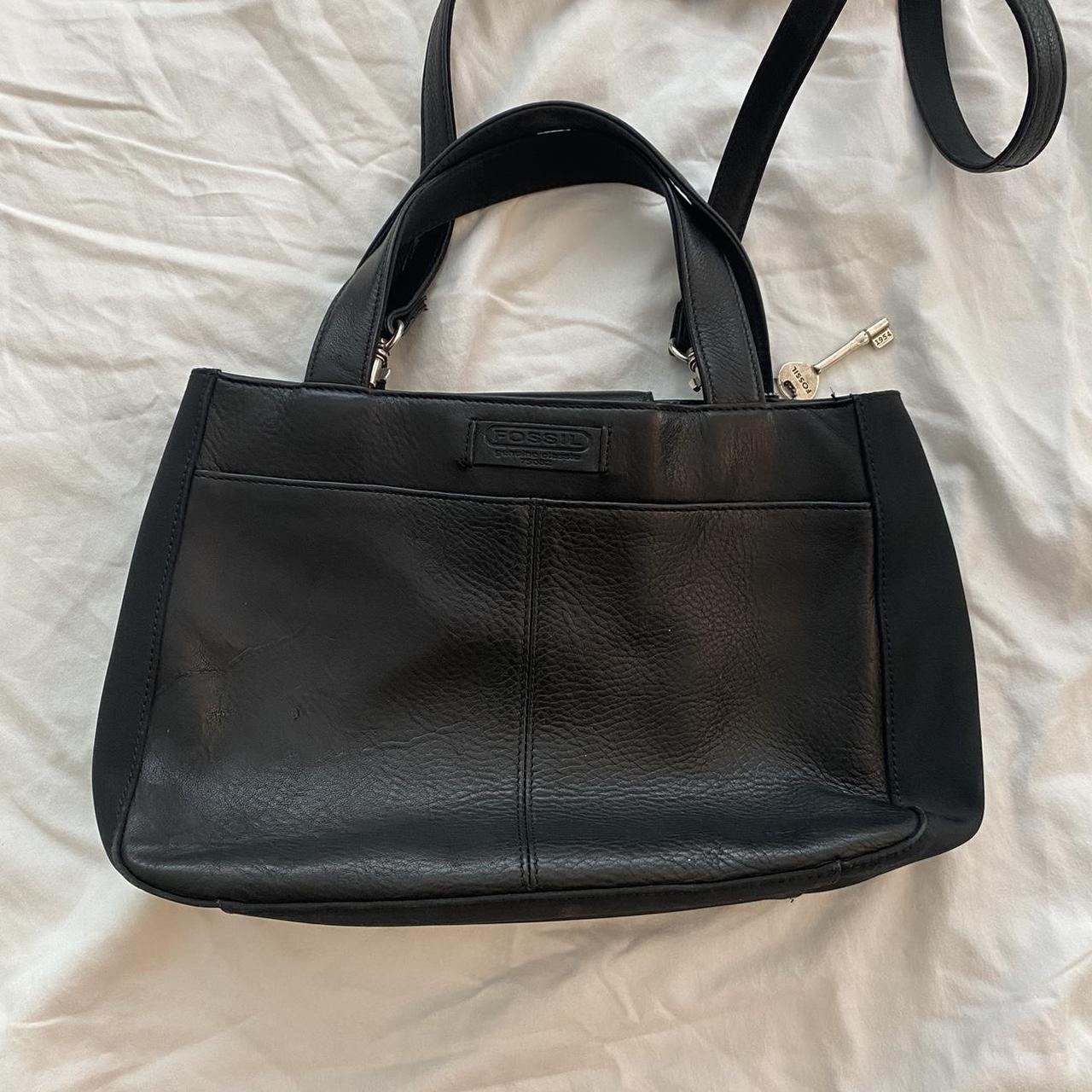 Fossil Women's Black and Silver Bag | Depop