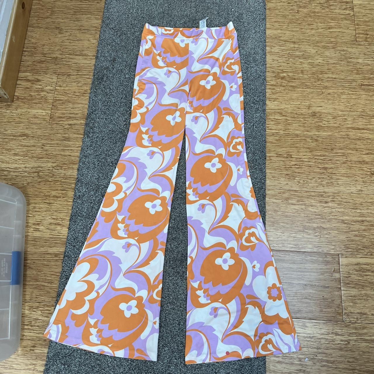 Women's Orange and Pink Trousers | Depop