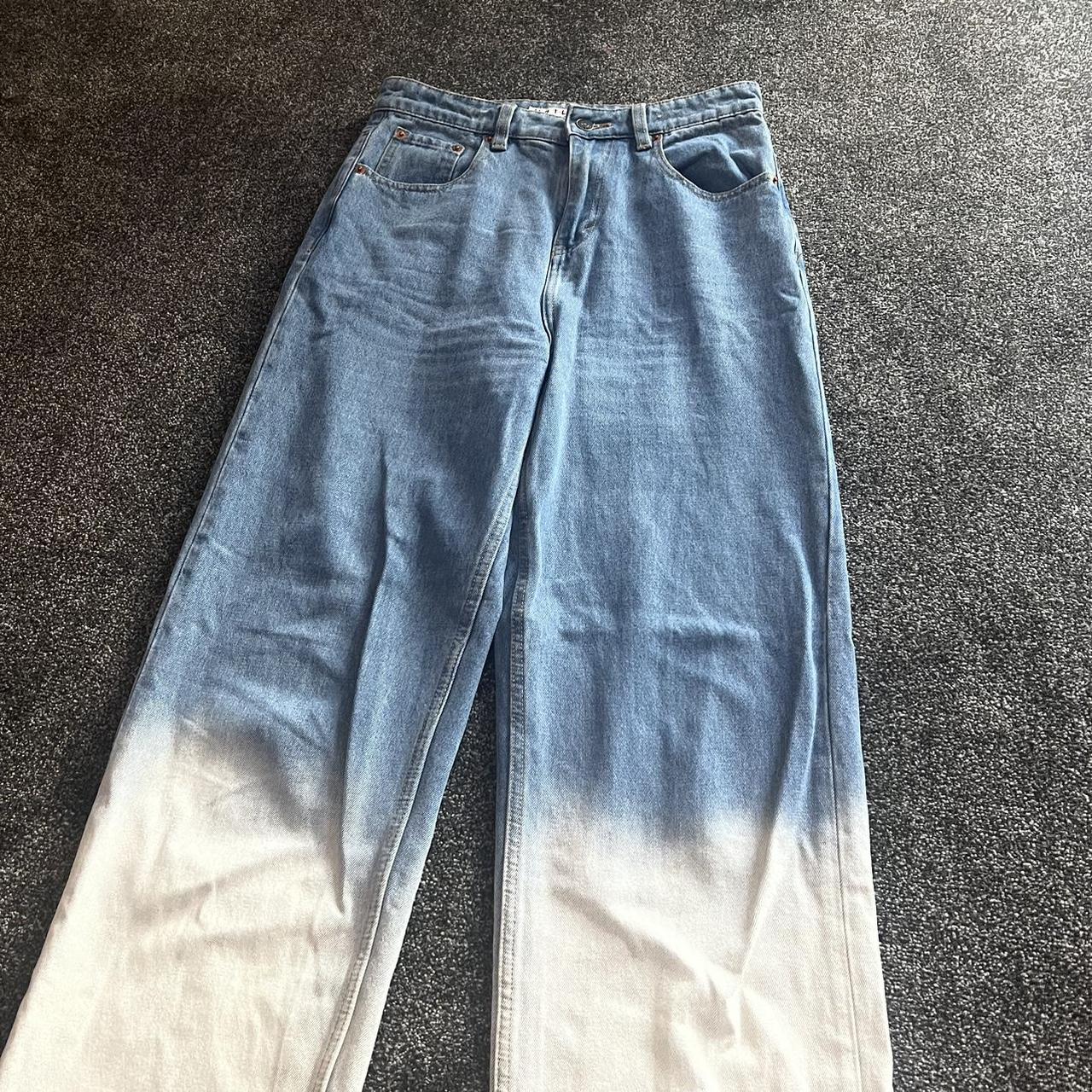 Women's White and Blue Jeans | Depop