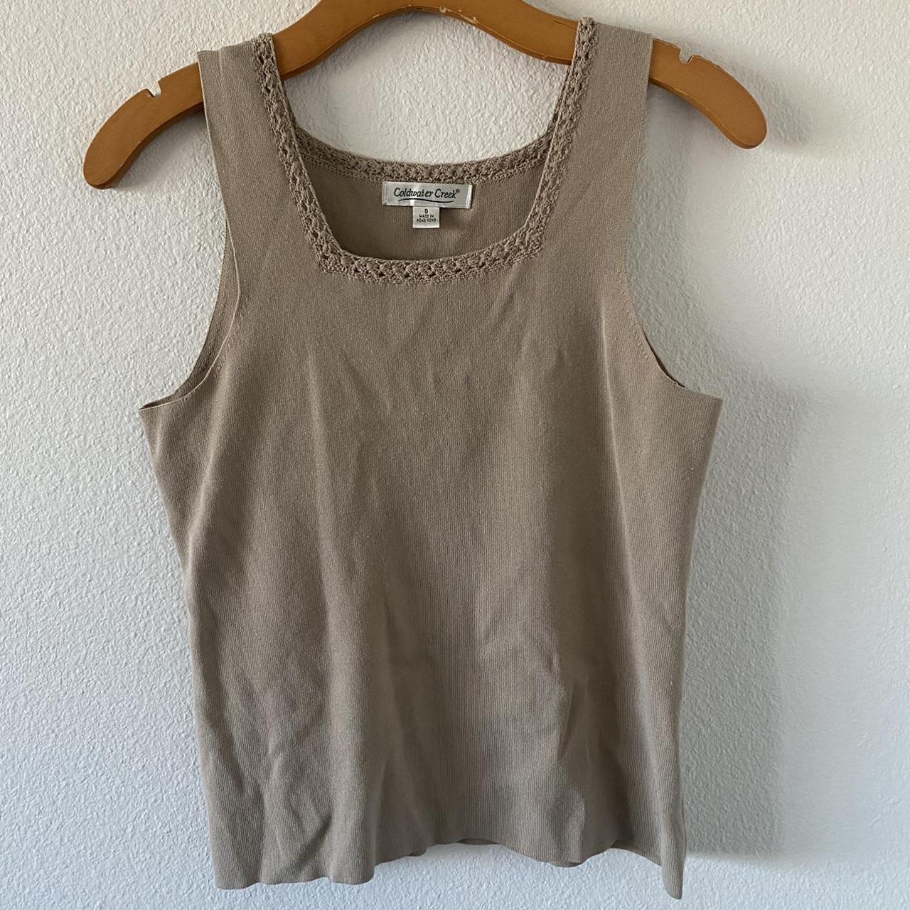 Coldwater Creek Women's Tan and Cream Vest | Depop