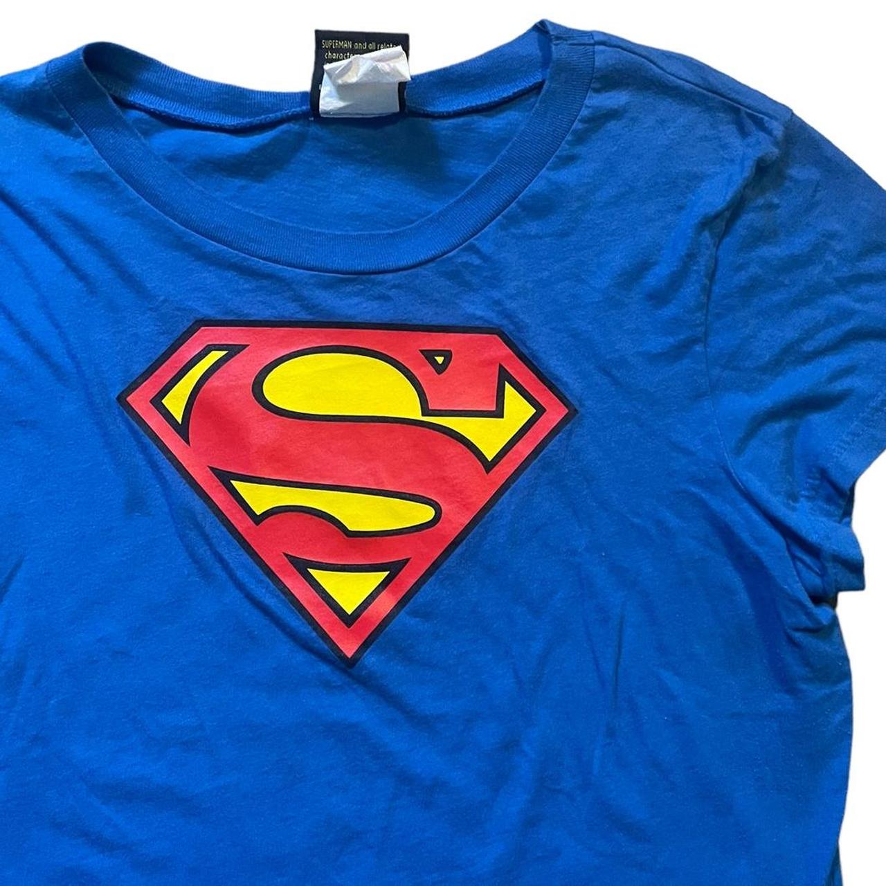 Y2K Superwoman Superman Logo Unisex Blue T-Shirt Top... - Depop