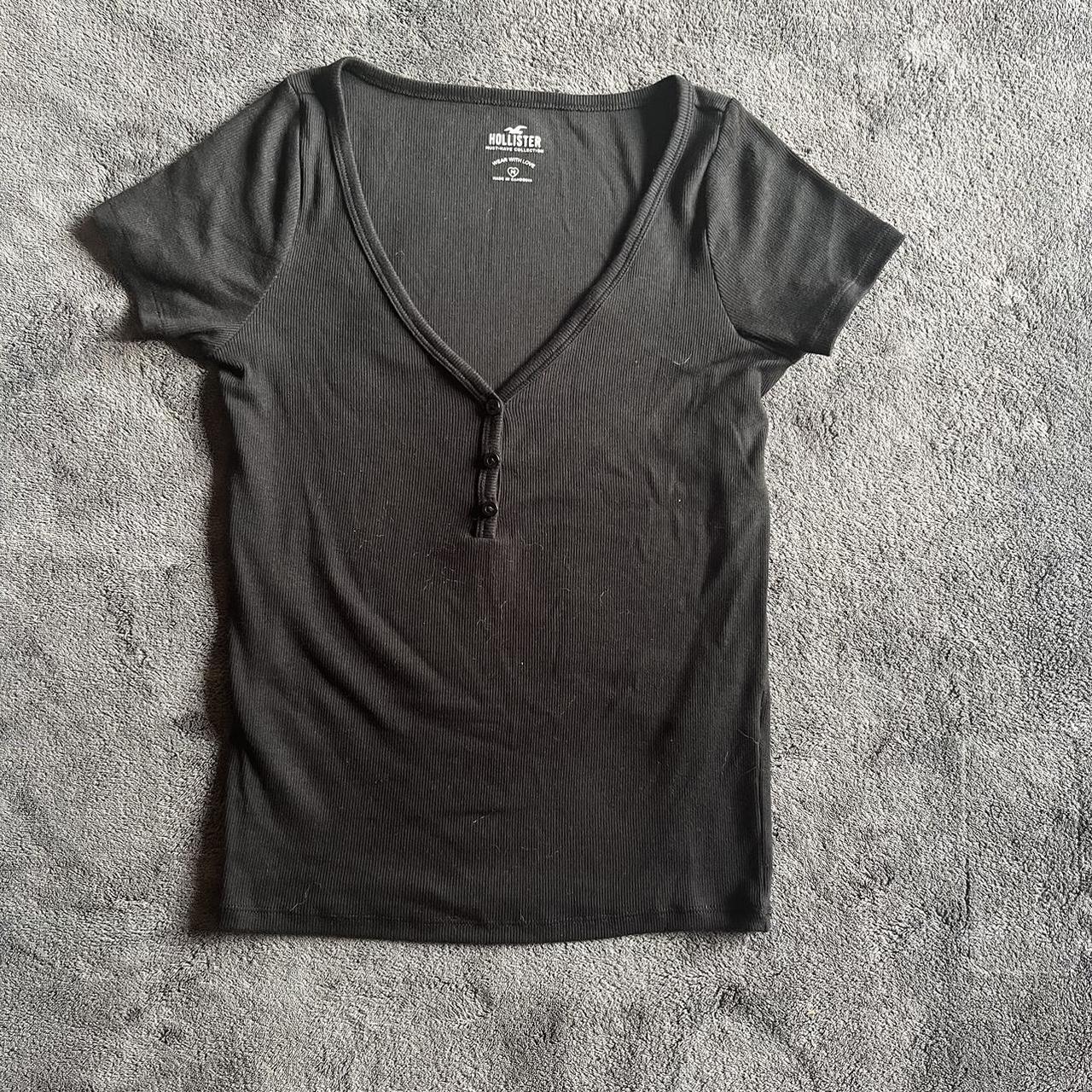 black Hollister shirt #V-neck#hollister#henley - Depop