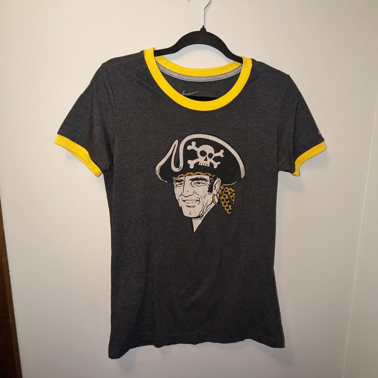 Pittsburgh Pirates Womens Nike Retro Logo T Shirt Yellow Size XL Slim Fit