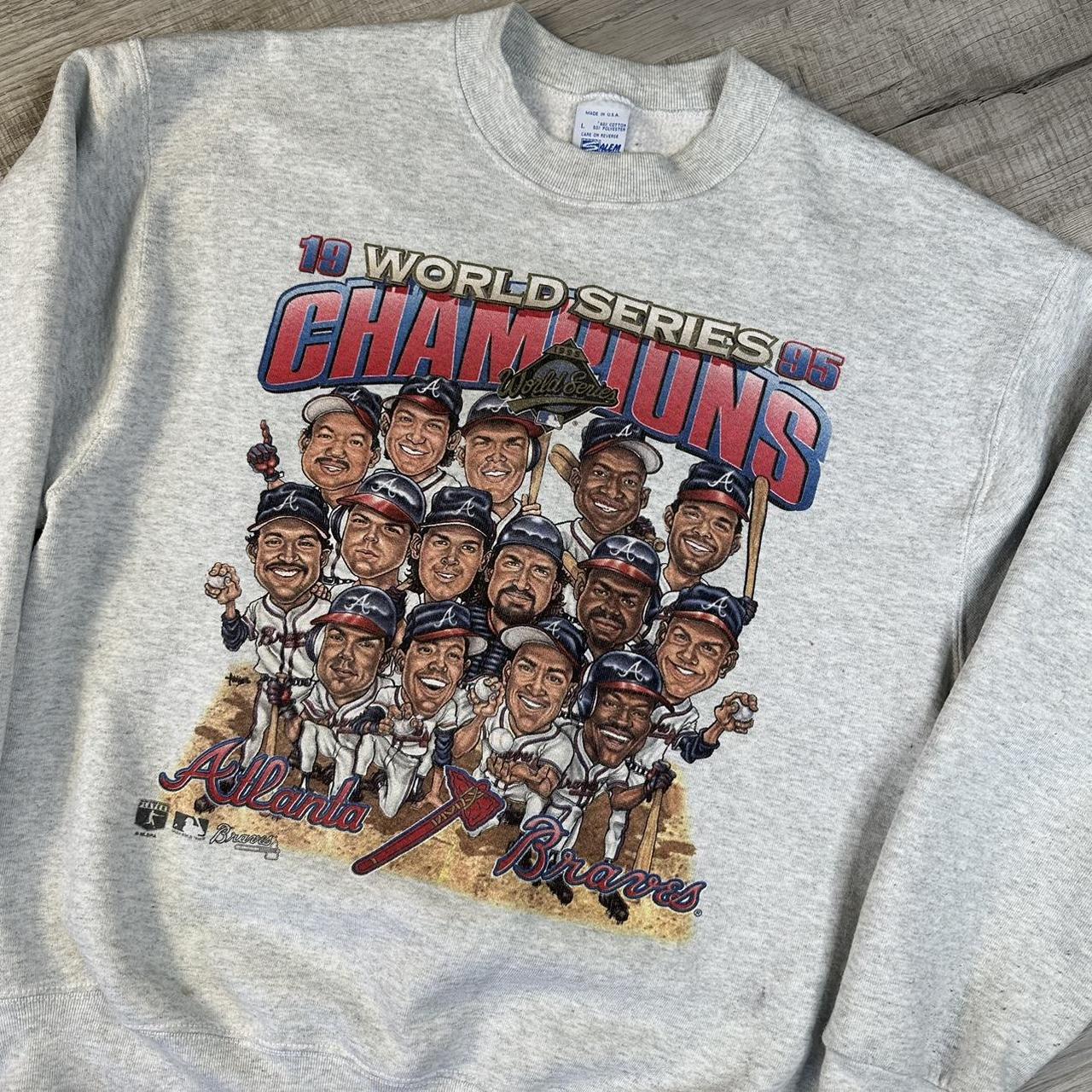 Vintage 1995 Atlanta Braves World Series Sweatshirt - Depop
