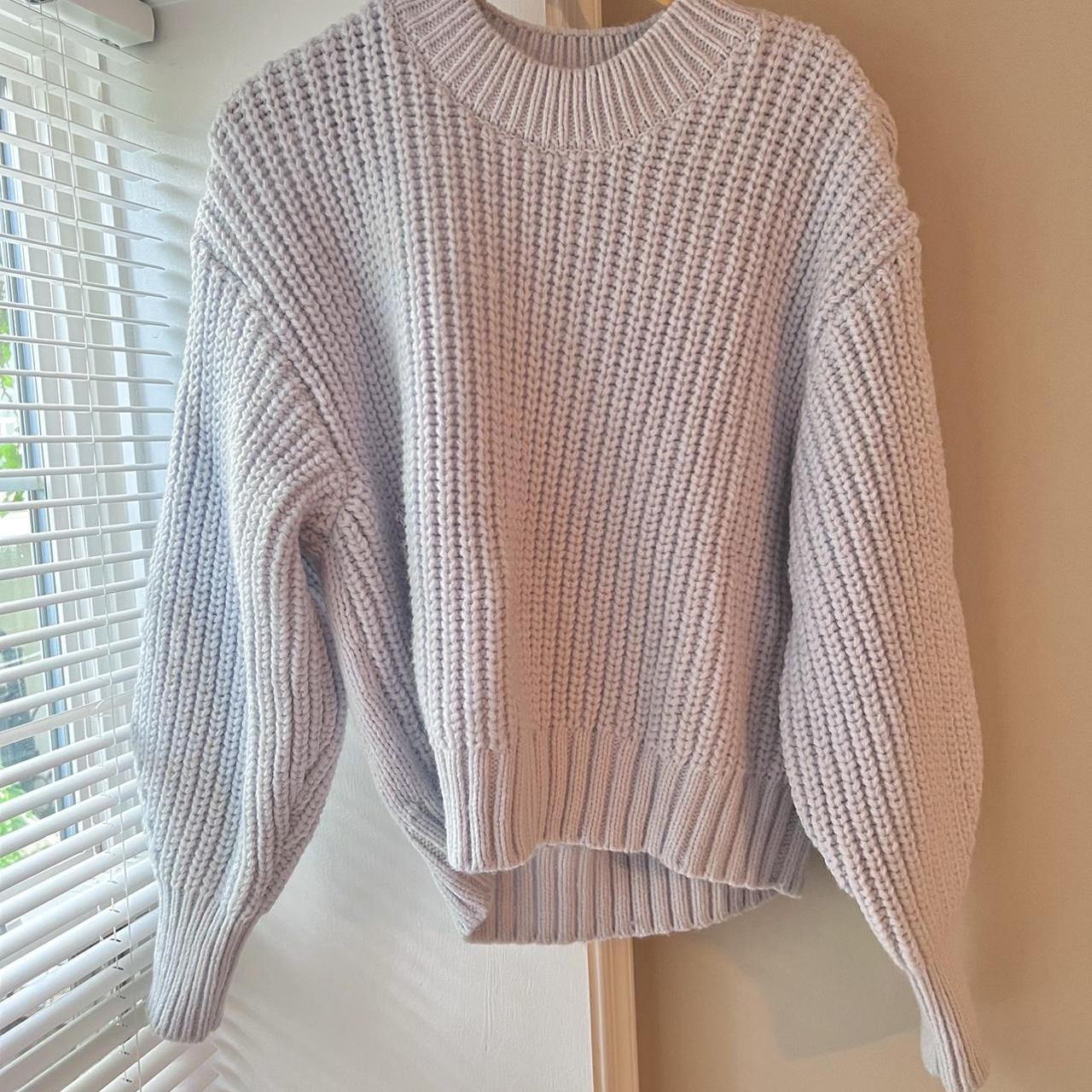 Baby blue chunky knit high kneck sweater from H&M 🧊... - Depop