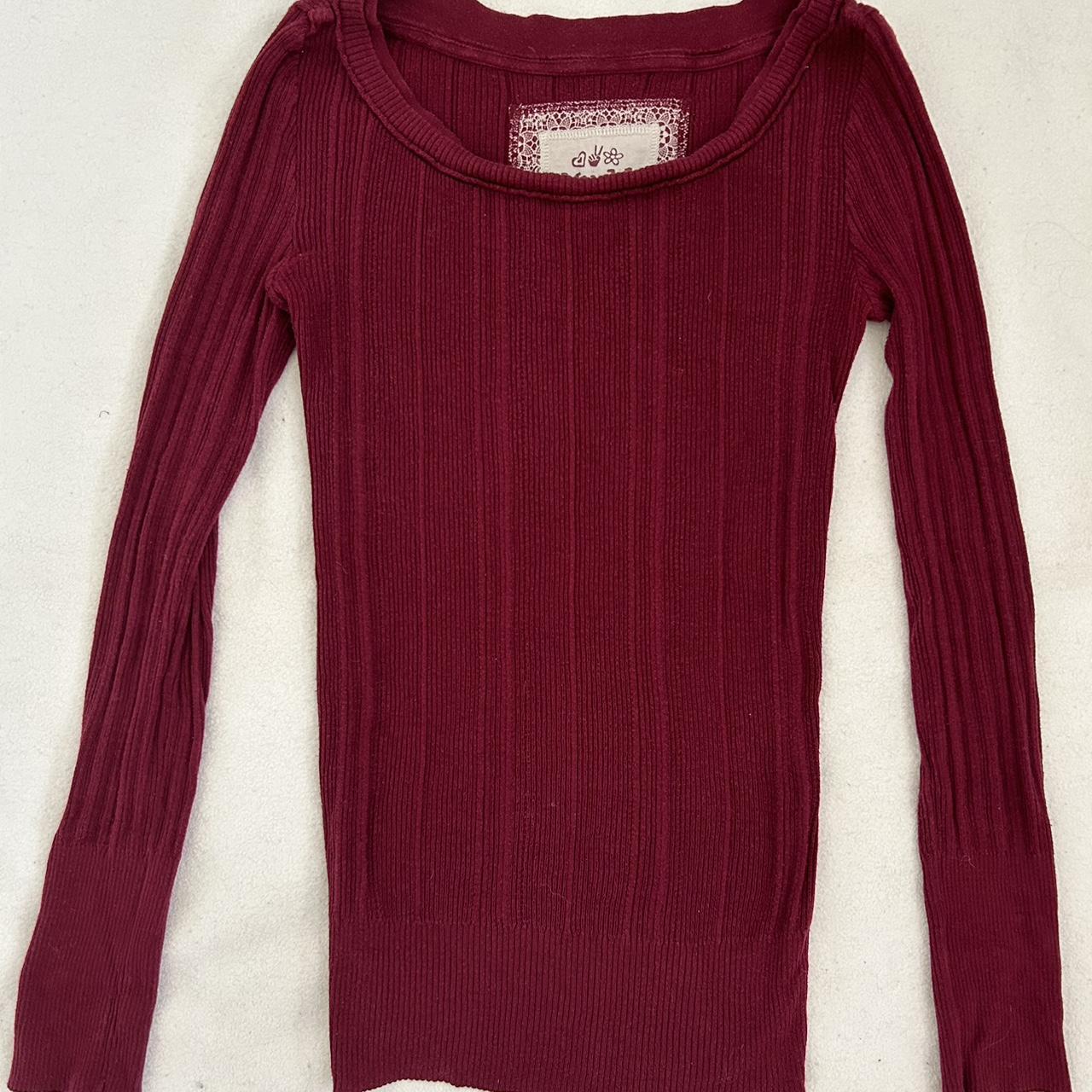 Mudd Clothing Women's Red and Burgundy Jumper | Depop
