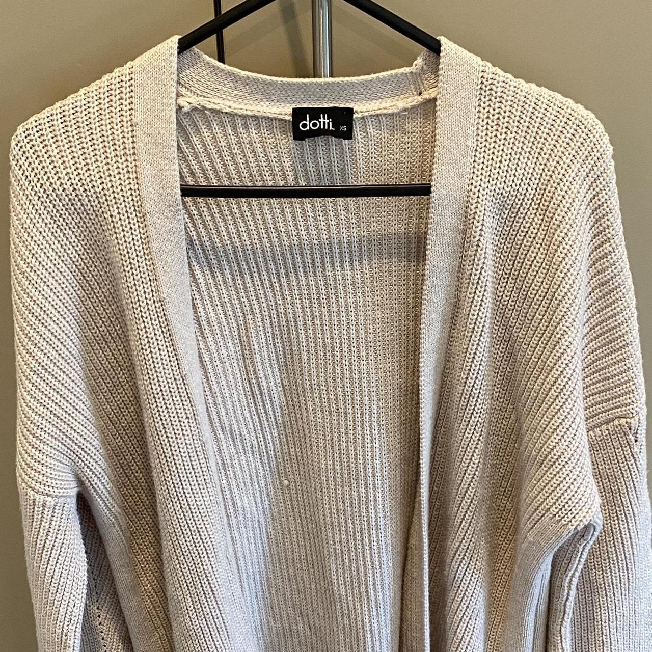 DOTTI - long knit cardigan in beige Size: XS... - Depop