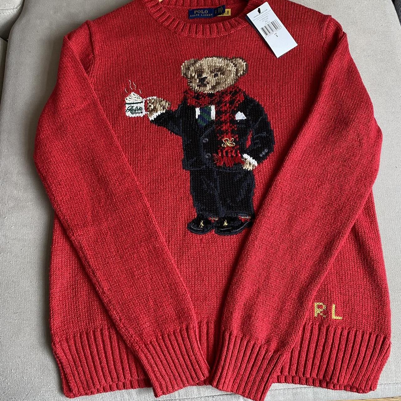 Polo Ralph Lauren Womens Bear Teddy Red Jumper... Depop