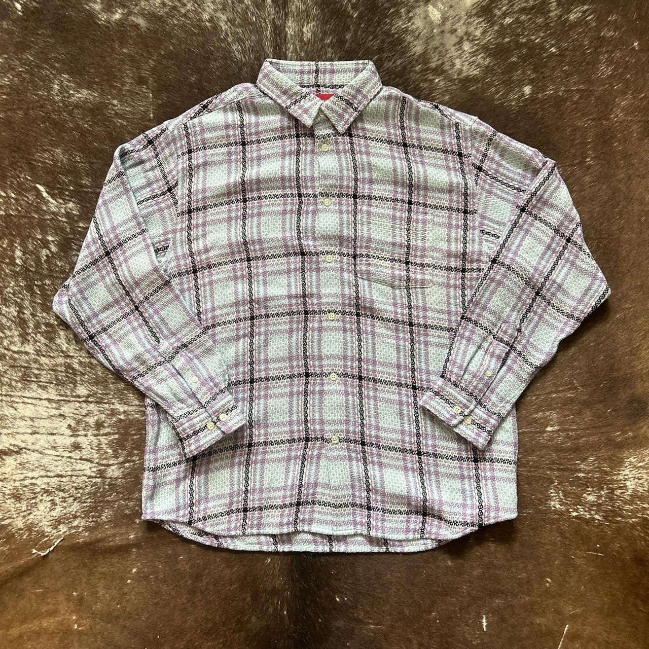 Supreme checkered knitted button up shirt Size... - Depop