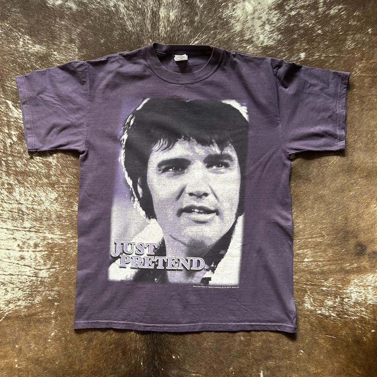 Vintage 2000 purple Elvis Presley t shirt Size... - Depop