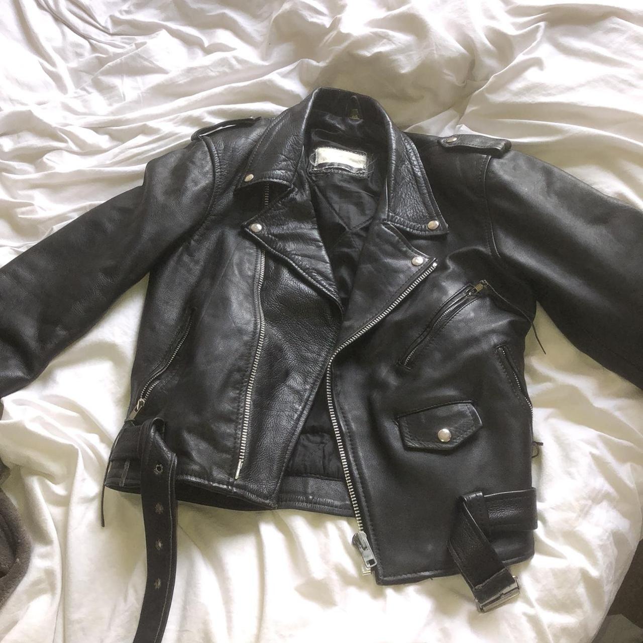 Leather Biker Jacket 80s punk style ⚡️size 38 ⚡️brand... - Depop