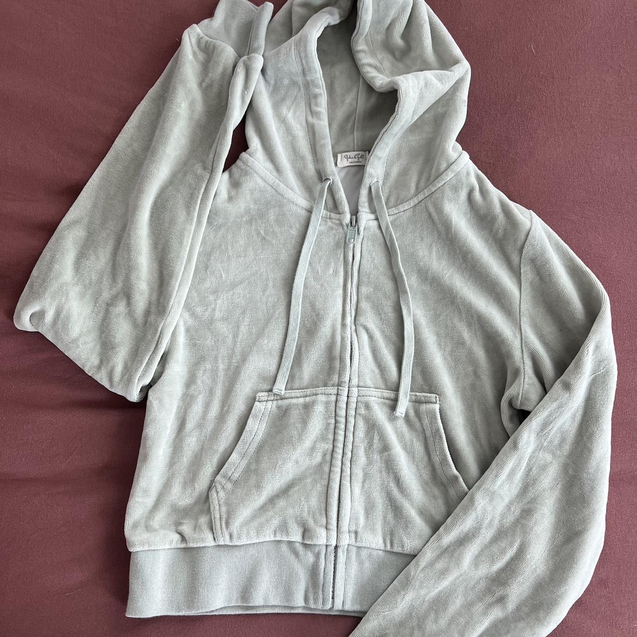 Brandy Melville sage green zip up hoodie!! Cropped,... Depop