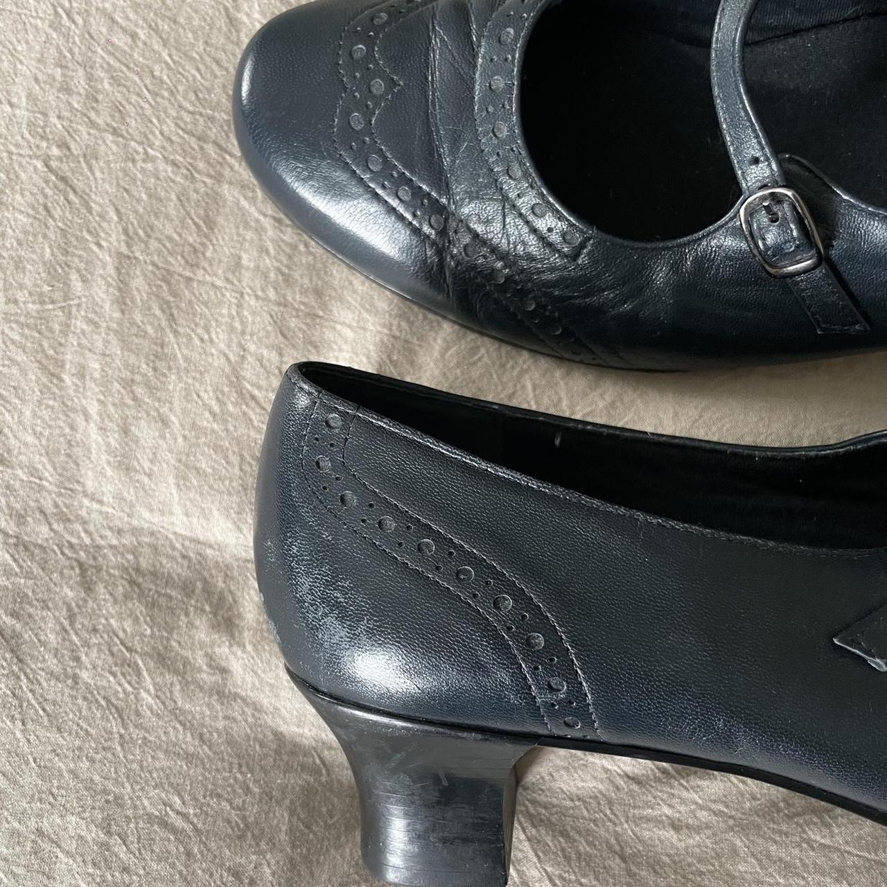 vintage leather mary jane chunky kitten heels by... - Depop