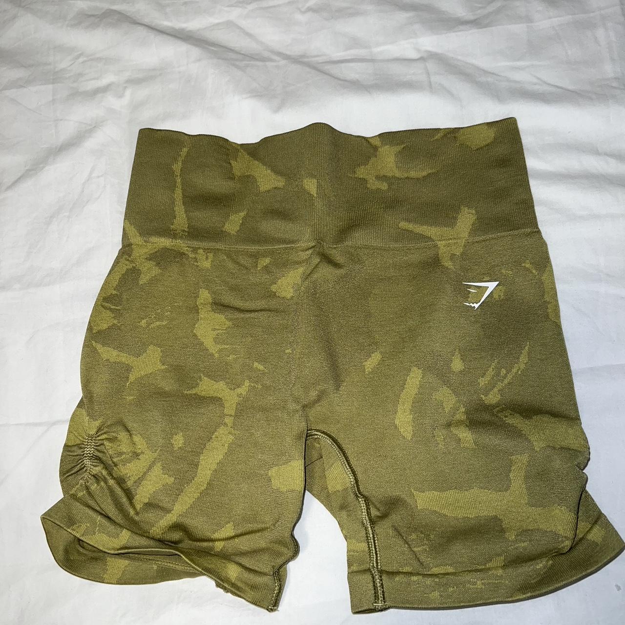 Gymshark Women's Green and Khaki Shorts | Depop