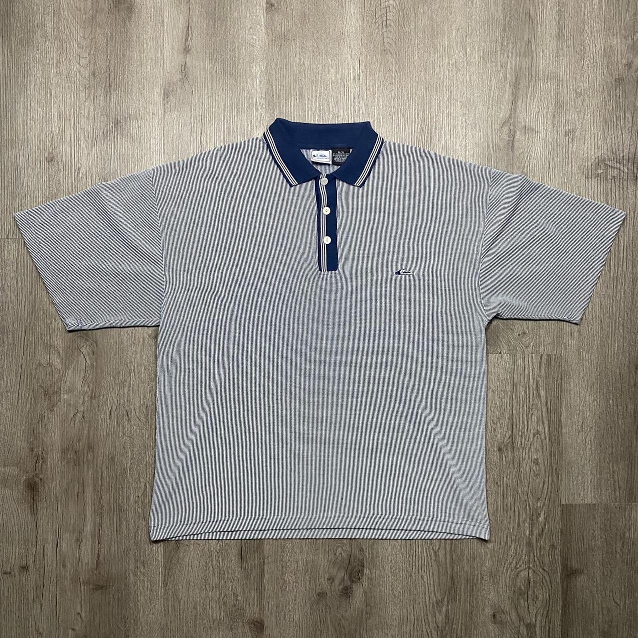 Quiksilver Men's Grey and Navy Polo-shirts | Depop