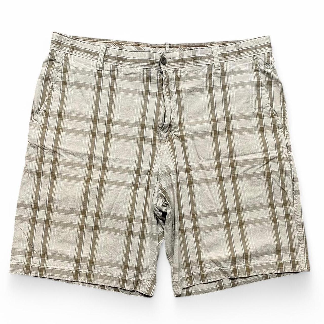 Timberland Men's Shorts - Brown/Cream - 40" – Vintage Timberland Plaid Shorts Size: 40 Check …