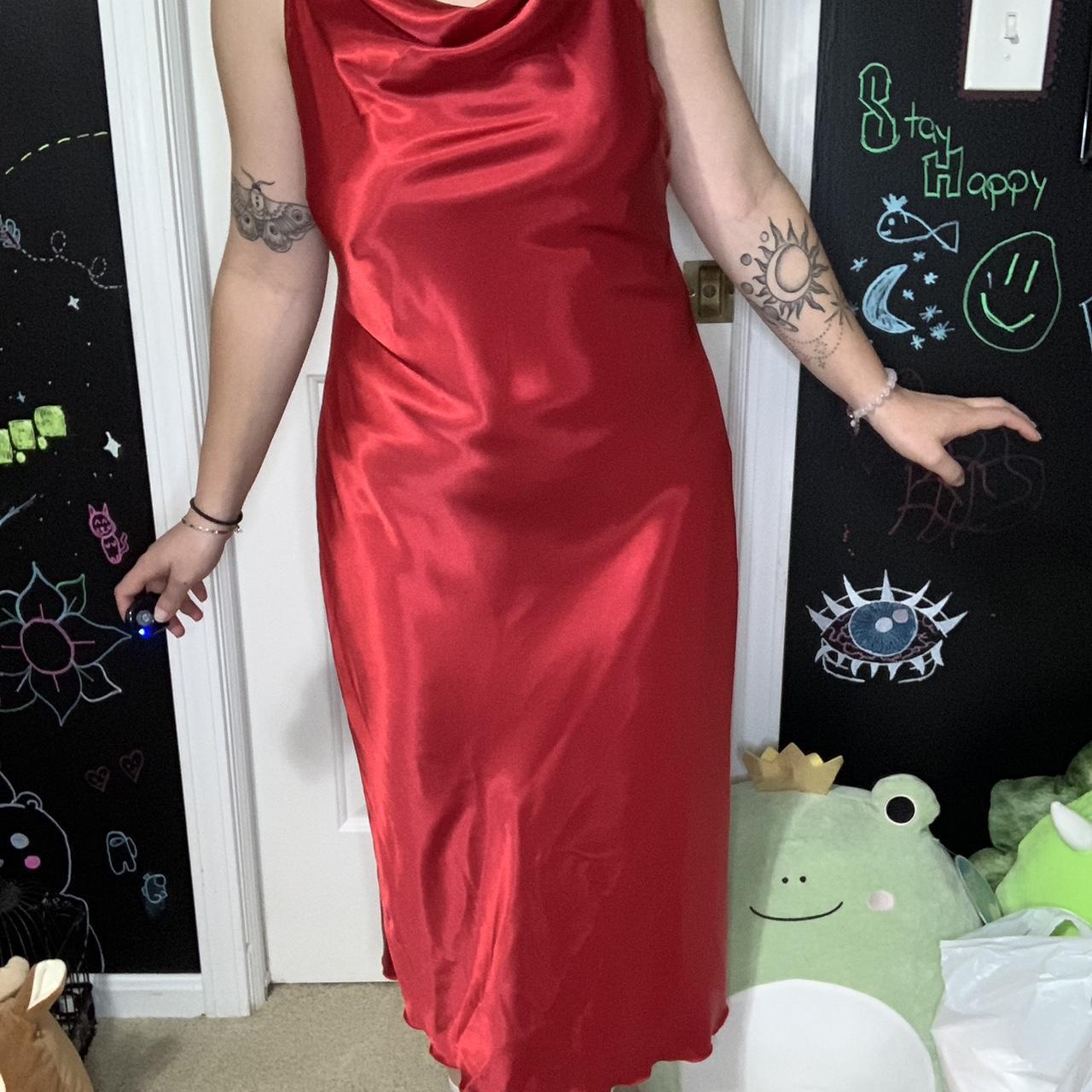 Bebe red cheap satin dress