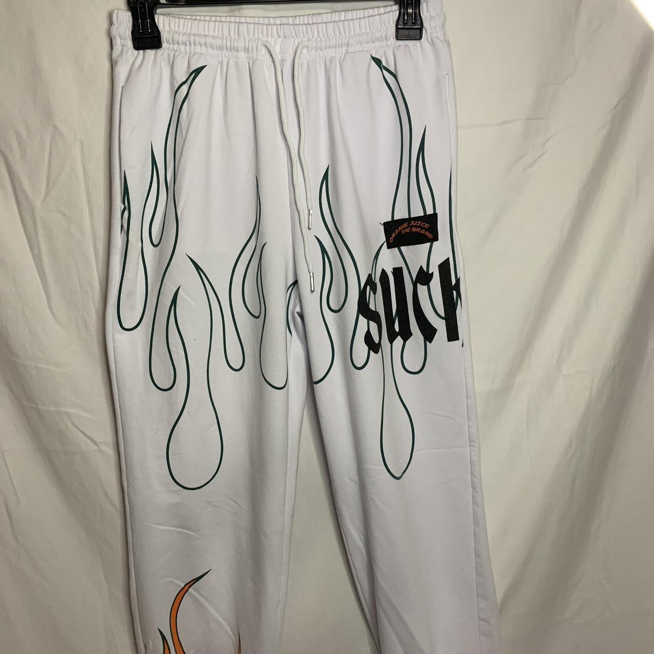 White discount flame sweatpants