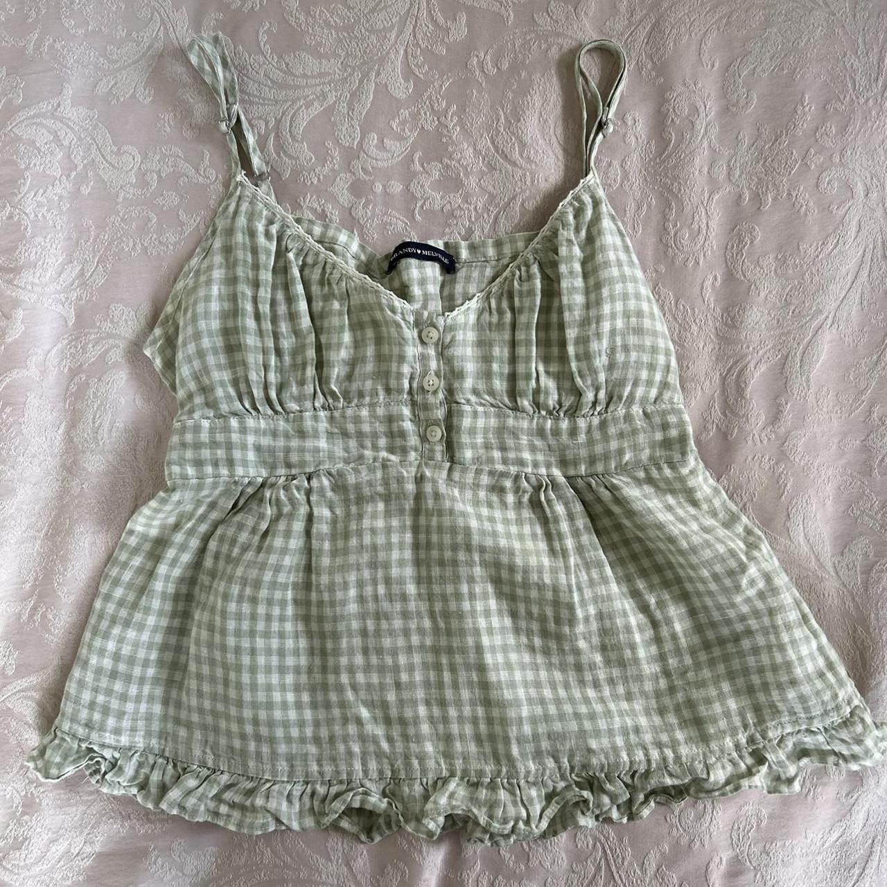 Brandy Melville green gingham tiffany tank top NO... Depop