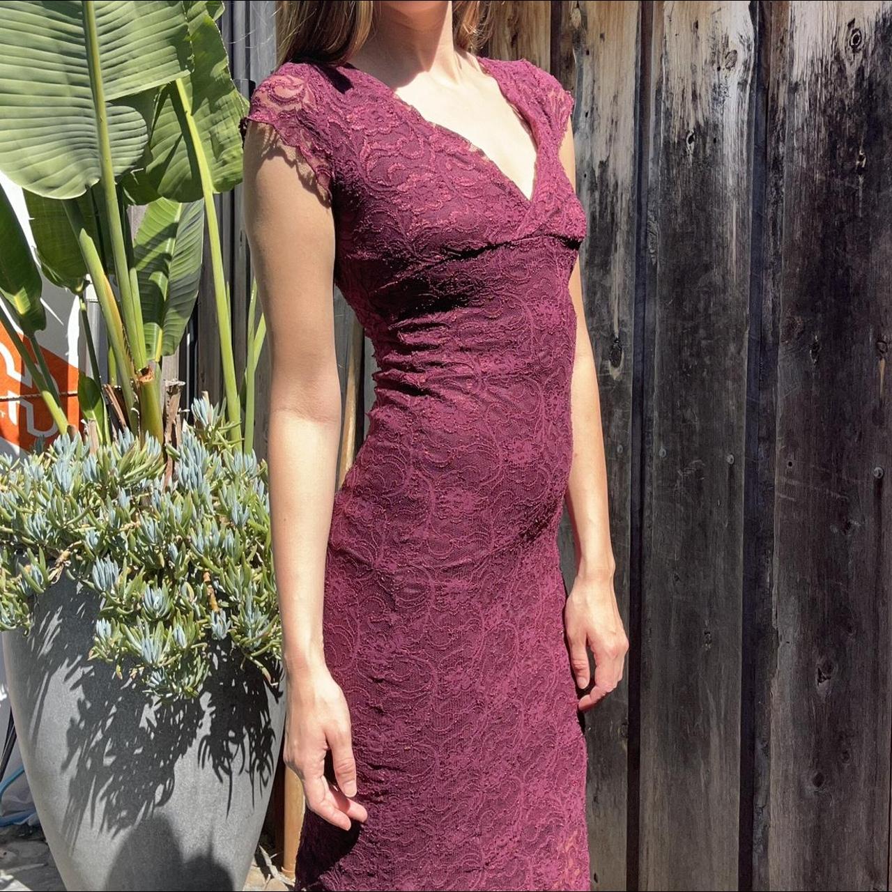 Hotttt burgundy lace dress 90s style midi... - Depop