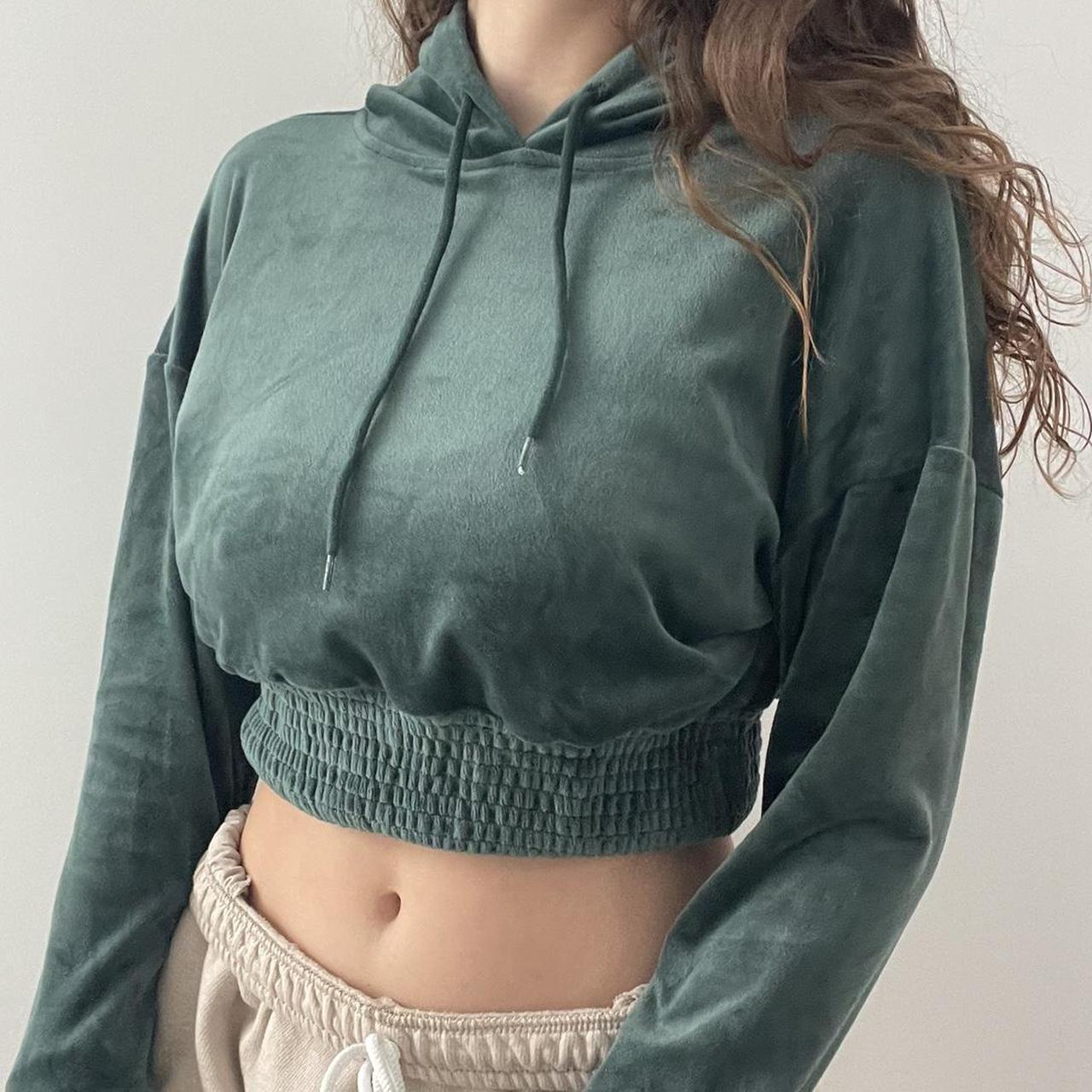 Dark green cropped discount hoodie