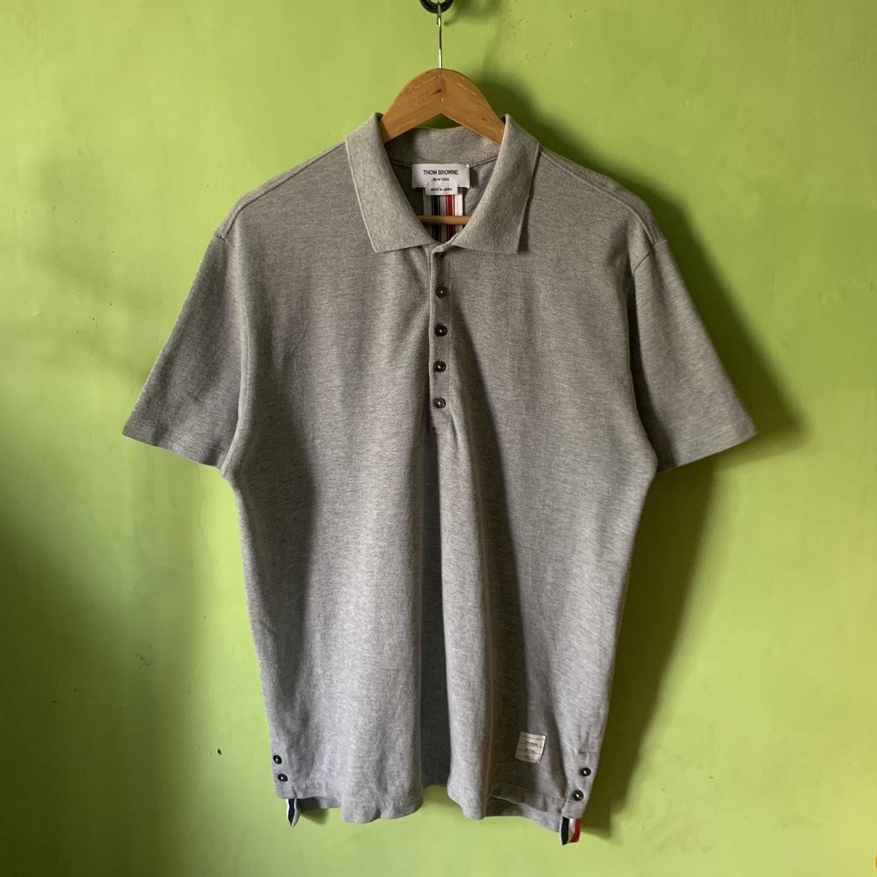 Authentic Thom Browne 3 Back Stripe Polo Gray | Depop