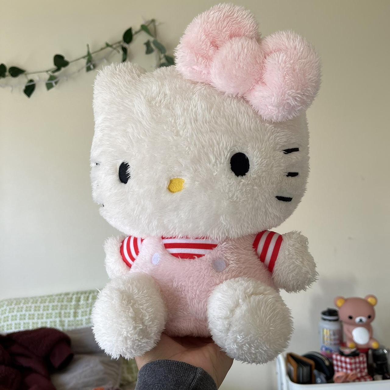 Hello Kitty Plushie Pink Bow and Red Striped... - Depop