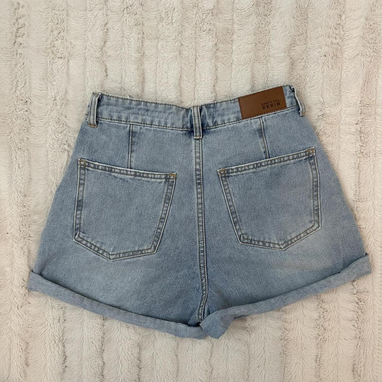 Nasty Gal blue denim roll hem shorts • Size S •... - Depop