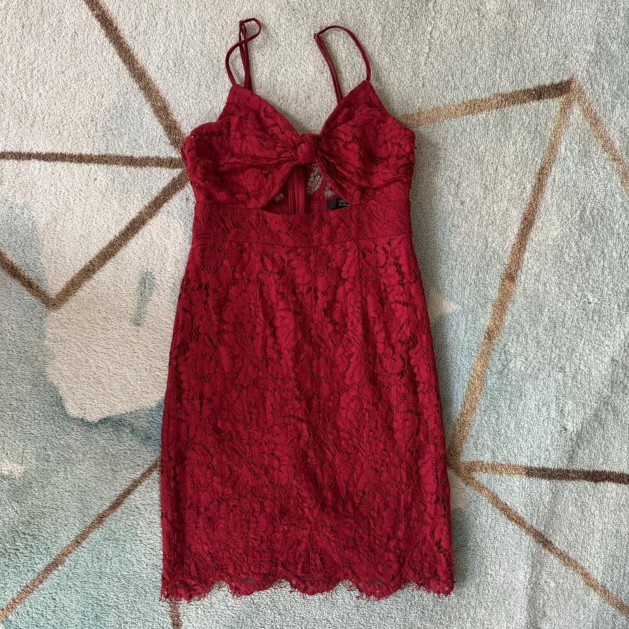 Forever 21 red lace dress with scallop. Depop